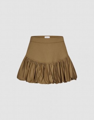 Urban Revivo Elastic Waist Mini A-Line Women's Skirts Brown | IQEPRFJ-45