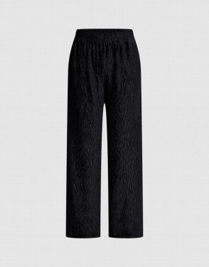 Urban Revivo Elastic Waist Wide-Leg Women's Pants Black | LEVHWDN-41