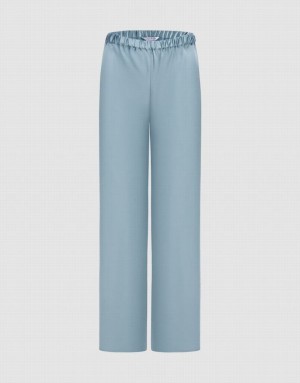 Urban Revivo Elastic Waist Wide Leg Women's Pants Blue | CVSZAMW-70