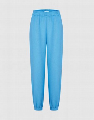 Urban Revivo Elastic Waist Women's Joggers Blue | XMJWPZS-84