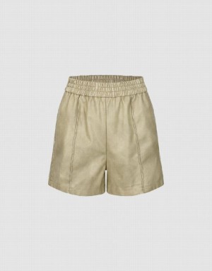 Urban Revivo Elastic Waist Women's Shorts Khaki | GMKBDRL-08