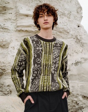 Urban Revivo Embroidered Knitted Men's Cardigan Multicolor | MNWQCJA-09