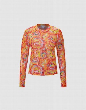 Urban Revivo Floral Knitted Women's T-Shirts Multicolor | LBYVIHN-53