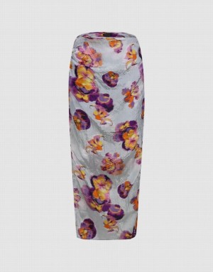 Urban Revivo Flower Printed Straight Women's Skirts Multicolor | RGVYPXO-17