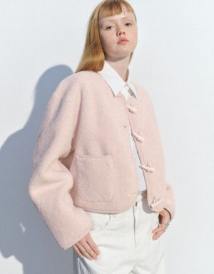 Urban Revivo Furry Straight Women's Jacket Pink | VBFHURW-09