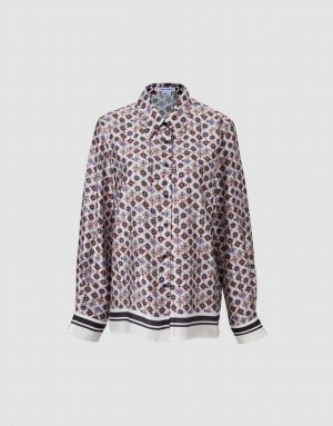 Urban Revivo Geometric Button Up Women's Shirts Grey | SNGVZKY-70