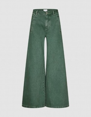 Urban Revivo Gradient Wide-Leg Women's Jeans Green | RHWQZDC-81