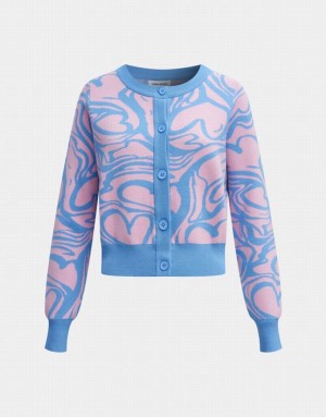 Urban Revivo Heart Pattern Jacquard Button Up Women's Cardigan Pink | NTVQZHM-37