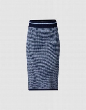 Urban Revivo High Waist Knitted Women's Skirts Blue | HZQWVST-12