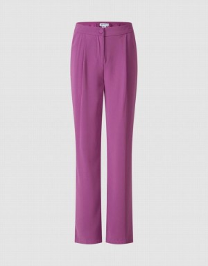 Urban Revivo High Waist Straight Women's Pants Purple | IFNEAHS-93