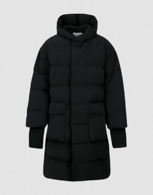 Urban Revivo Hooded Men's Puffer Jacket Black | MXSJBTO-61