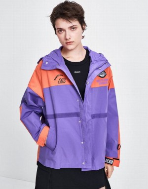 Urban Revivo Hooded Oversized Women's Jacket Purple | FIBLKWC-61