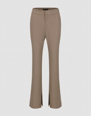 Urban Revivo Knitted Flare Women's Pants Khaki | PZFOCNT-29