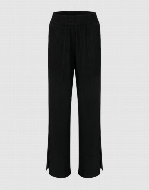 Urban Revivo Knitted Straight Women's Pants Black | WKECBOV-72