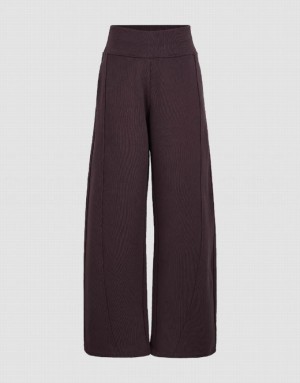 Urban Revivo Knitted Wide-Leg Women's Pants Purple | GQOHYEK-78