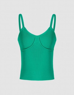 Urban Revivo Knitted Women's Camisole Green | VUEBIOC-21