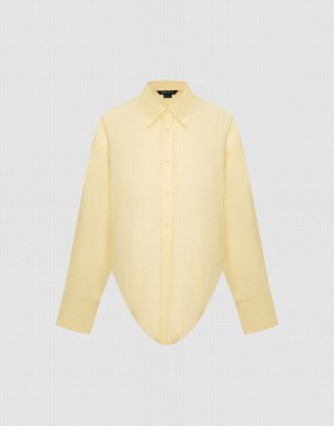 Urban Revivo Knot Hem Women's Shirts Yellow | DQOLRIS-52