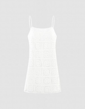 Urban Revivo Lace Cami Women's Dress White | ICPQJRA-28