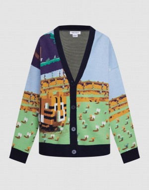 Urban Revivo Landscape Contrast Trim Women's Cardigan Multicolor | MJZNGEK-89