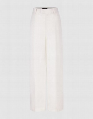 Urban Revivo Linen Wide-Leg Women's Pants White | KZTXAIL-73