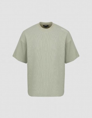 Urban Revivo Loose Knitted Men's T-Shirts Green | DRVFJIU-01