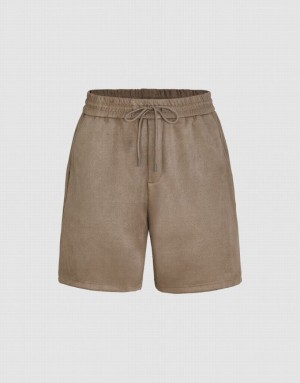 Urban Revivo Loose Men's Shorts Khaki | FONRATL-02