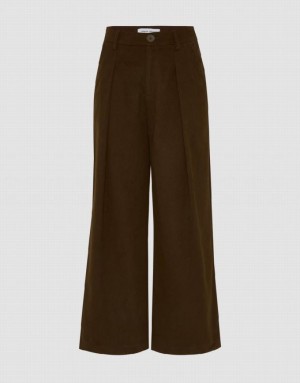 Urban Revivo Loose Wide-Leg Women's Pants Brown | PKLYSJA-45