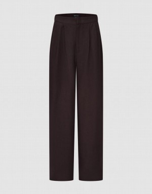 Urban Revivo Loose Wide-Leg Women's Pants Brown | JGOXYKU-24