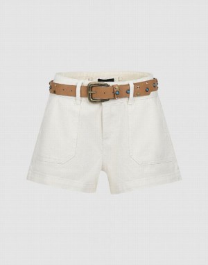 Urban Revivo Loose Women's Denim Shorts White | XYWMNPU-87