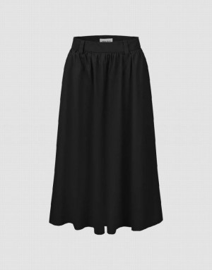 Urban Revivo Midi A-Line Women's Skirts Black | IJHPVEF-47