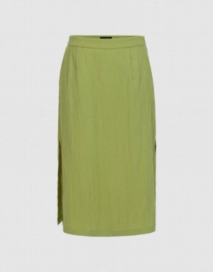 Urban Revivo Midi A-Line Women's Skirts Green | JBKIEFT-89