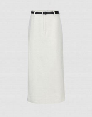 Urban Revivo Midi Straight Women's Skirts White | WUSGXDO-39