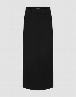 Urban Revivo Midi Straight Women's Skirts Black | ILOUCXD-02