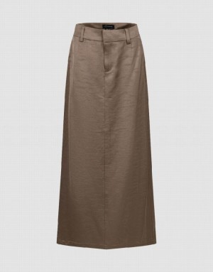 Urban Revivo Midi Straight Women's Skirts Brown | CUDOJMQ-18