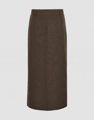 Urban Revivo Midi Straight Women's Skirts Brown | QADINZM-38