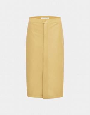 Urban Revivo Midi Straight Women's Skirts Yellow | UJORSLV-76