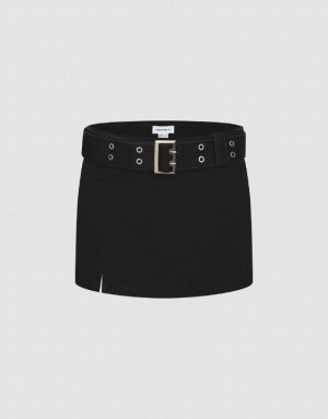 Urban Revivo Mini A-Line With Belt Women's Skirts Black | XEKGHSF-54