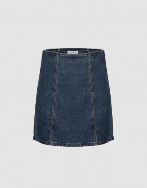 Urban Revivo Mini A-Line Women's Denim Skirt Blue | XJKOUID-54