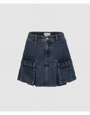 Urban Revivo Mini A-Line Women's Denim Skirt Blue | FABTIGZ-01