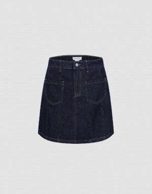 Urban Revivo Mini A-Line Women's Denim Skirt Blue | ZUCRNBM-84