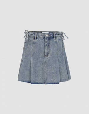 Urban Revivo Mini A-Line Women's Denim Skirt Blue | SNJGWVB-73