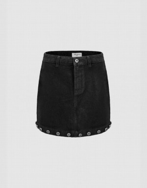 Urban Revivo Mini A-Line Women's Denim Skirt Black | OPEFYJM-40