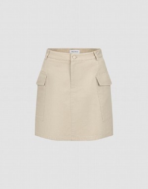 Urban Revivo Mini A-Line Women's Skirts Cream | LZPRVKW-59