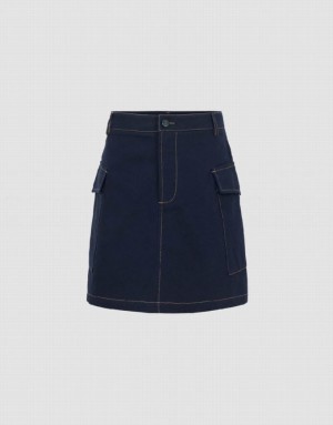 Urban Revivo Mini A-Line Women's Skirts Navy | RSQHUIP-92