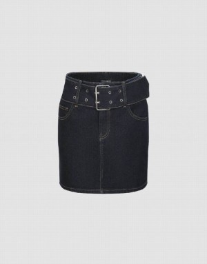 Urban Revivo Mini Skinny Women's Denim Skirt Blue | ATLXSYH-98