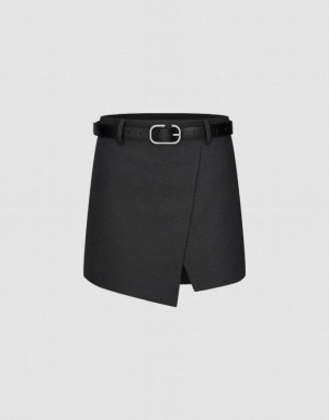 Urban Revivo Mini Straight With Belt Women's Skirts Black | ETCQURK-02