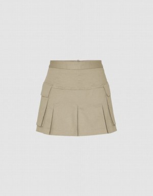 Urban Revivo Multi-Pocket Mini A-Line Women's Skirts Khaki | YMJRTVA-16