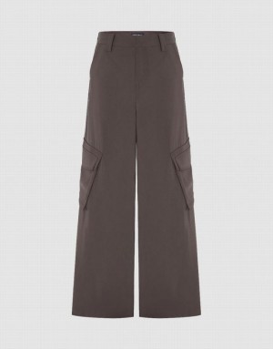 Urban Revivo Multi-Pocket Wide-Leg Women's Pants Brown | JNYTMCP-69