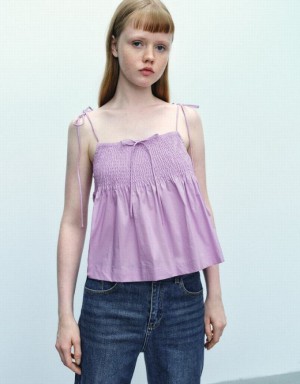 Urban Revivo Off-Shoulder Cami Top Women's Blouse Purple | TEWLHBP-39