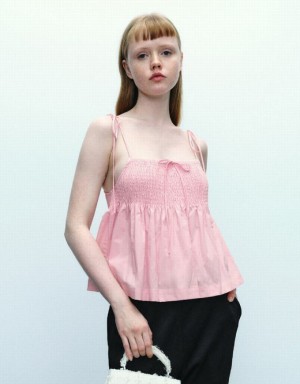 Urban Revivo Off-Shoulder Cami Top Women's Blouse Pink | YBIFSCQ-30